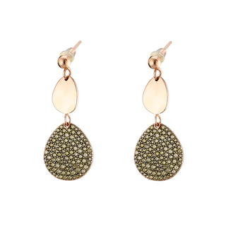 Women's Earrings Red Carpet 03X05-02839 Oxette Silver With Rose Gold PlatingTears With Green Zircon