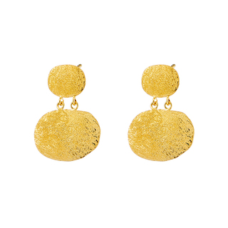 Women's Earrings Golden Dust 03X05-02980 OXETTE Silver Gold Plated With Oval Elements 2.5 cm