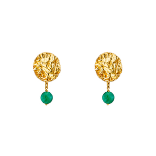 Women's Earrings Earth 03X05-03164 Oxette Silver Gold Plated With Round Element And Turquoise Stone