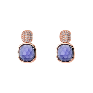 Women's Earrings Darling Oxette  03X15-00528 Rose Gold IP Bronze With Purple Crystal And White Zircons