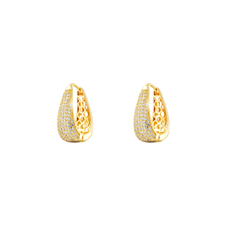 Women's Earrings Atelier 03X15-00569 Oxette Brass Gold Plated Teardrop Hoops With Zircons
