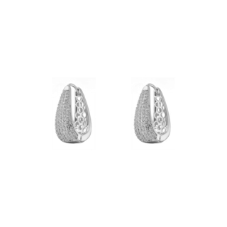 Women's Earrings Atelier 03X15-00570 Oxette Brass Silver Teardrop Hoops With Zircon