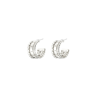 Women's Mosaic Earrings 03X15-00635 Oxette Metal Silver Hoops 2 cm
