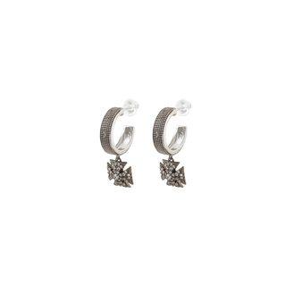 Women's Small Hoop Earrings Natrix 03X15-00701 Oxette Brass (Oxidised) With Crosses With White Zircons