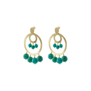 Γυναικεία Σκουλαρίκια Colorful Links 03X15-00739 Oxette Ορείχαλκος Επίχρυσα Με Τιρκουάζ Πέτρες 