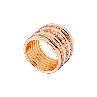 Γυναικείο Δαχτυλίδι Starstruck 04L15-00461 Loisir Ορείχαλκος-Επιπλατίνωση Με Σειρές Από Ροζ Χρυσό Glitter