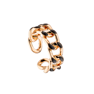 Women's Ring Beauty 04L15-00489 Loisir Brass Rose Gold With Black Enamel
