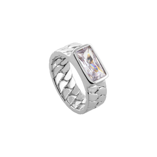 Γυναικείο Δαχτυλίδι Pirouette Loisir 04L15-00546 Μπρούντζος Ασημί Πλεκτό Με Λευκό Ζιργκόν 