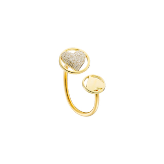 Γυναικείο Δαχτυλίδι Princess Loisir 04L15-00568 Μπρούντζος Επίχρυσο Με Καρδιές Και Ασημί Glitter
