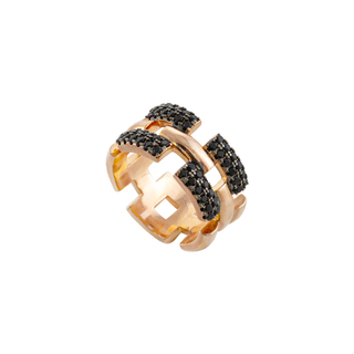 Γυναικείο Δαχτυλίδι Emily 04L15-00612 LOISIR Μπρούντζος Ροζ Χρυσό Επιχρύσωση Με Μαύρα Ζιργκόν