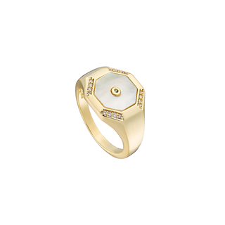 Women's Ring Pierrot 04L15-00662 Loisir Brass Gold Plated With  Element With White Mop And Zirconia 