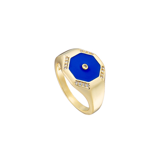 Women's Ring Pierrot 04L15-00664 Loisir Brass Gold Plated With  Element With Blue Enamel And Zirconia 