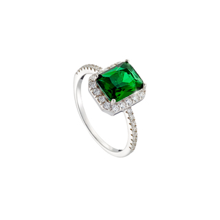 Γυναικείο Δαχτυλίδι Kate Gifting 04X01-03848 Oxette Ασημένιο Με Πράσινο Και Λευκά Ζιργκόν
