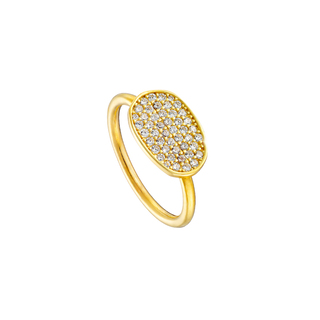 Women's Antoinette Silver Gold-Plated Ring With White Zircons 1.4 cm