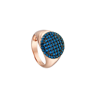 Γυναικείο Δαχτυλίδι Optimism 04X15-00184 Oxette Μπρούντζος-Ροζ Χρυσό IP Με  Μπλε Ζιργκόν Στρογγυλό
