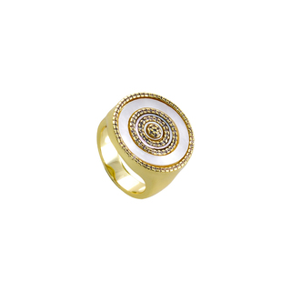 Women's Ring Optimism 04X15-00213 Oxette Bronze Gold Plated With White Zircons And Mop