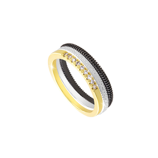 Women's Rings Natrix 04X15-00227 Oxette BronzeSilver/ Gold Plated / Black (Oxidized) With White Zircons 