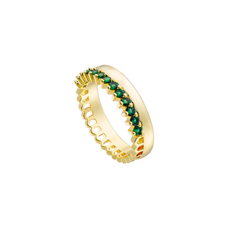 Γυναικείο Δαχτυλίδι Crown Oxette 04X15-00306 Ορείχαλκος Επίχρυσο Με Πράσινα Ζιργκόν 