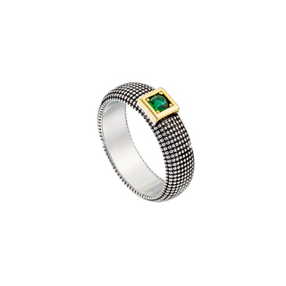 Women's Ring Natrix 04X15-00334 Oxette Bronze Gold Plated / Black (Oxidized) With Green Zircon 