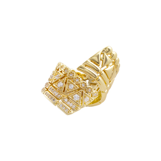 Women's Ring Mosaic04X15-00395 Oxette Gold Plated Metal With Designs And White Zircons