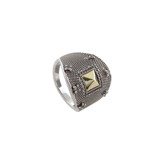 Women's Ring Natrix 04X15-00428 Oxette Brass Silver Rhodium Plated IP - With Gold Plated Element And Zirconia