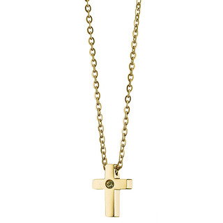 Woman short surgical steel cross necklace plated with yellow gold   N-07068G