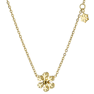 Women's Necklace Snow Flake N-07081G Artcollection Steel 316L- Gold IP-White Crystals