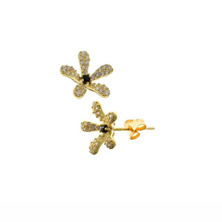 Γυναικείο Σκουλαρίκι Ροζέτα Λουλούδι Ασήμι 925-Επιχρυσωμένο Ζιργκόν 103100153.100