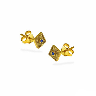 Women's Square Stud Earring Byzantine Silver 925 Gold Plated 103100246.102