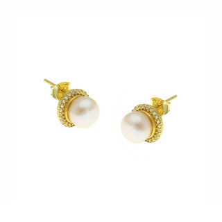 Women's Earrings Rosette Silver 925 Pearl-Zircon 103100259