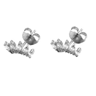 Women's Stud Earrings Crown Silver 925-White Zircon Platinum Plated 103100657.700