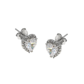 Women's Studded Heart Earrings Silver 925 Zirconia-Rhodium Plating 103101064.709