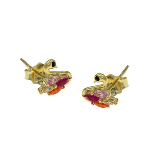 Children's Earrings Studs Swan Silver 925-Gold Plated With Zircon 103101109.100