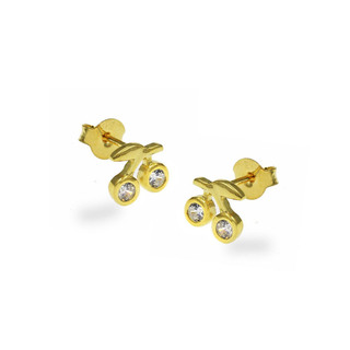 Children's Earrings Studs Cherries Silver 925-Gold Plated With White Zircon 103101586.100