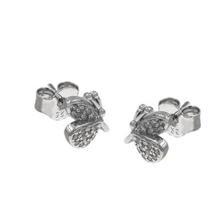 Children's Stud Earrings Butterfly Silver 925- Zircon Rhodium Plated 103102664