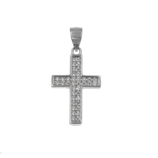 Women's Cross Pendant Silver 925-Rhodium Plating IP With White Zircons 105100076.001