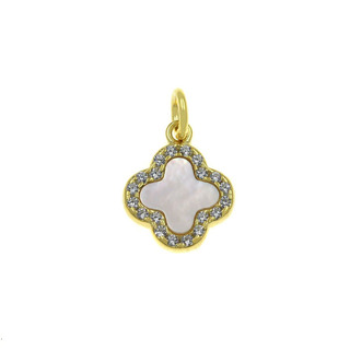 Women's Cross With White Zircons And White Mother-of-Pearl Silver 925 105100530