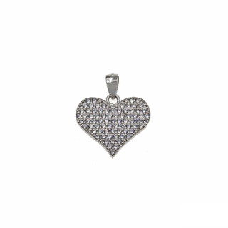 Γυναικείο Μενταγιόν Καρδιά Ασήμι 925-Επιπλατίνωση Με Λευκά Ζιργκόν 105100598.700