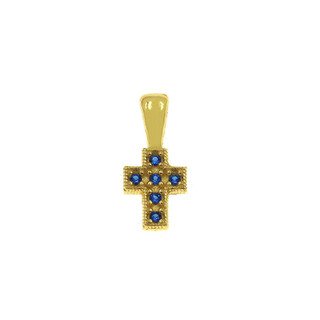 Women's Pendant Cross Byzantine Silver 925 Zircon 105100747.blue