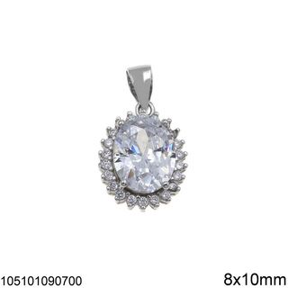 Women's Pendant Rosette Oval Silver 925-Rhodium Plating IP 105101090.700