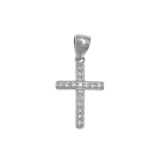 Women's Cross Pendant Silver 925-Rhodium Plating IP With White Zircons 105101186