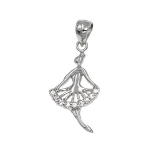 Children's Ballerina Pendant Silver 925-Rhodium Plated With White Zircons 105102143