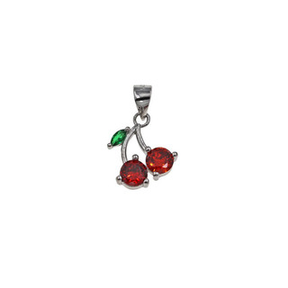 Children's Pendant Cherries Silver 925 With Colorful Zircons 105102454