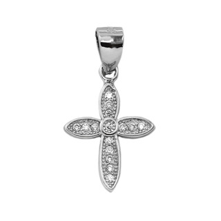 Women's Cross Pendant Silver 925 With White Zircons 105102594