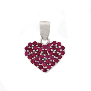 Women's Heart Pendant Silver 925-Platinum Plating With Red Zircons 105102650.704