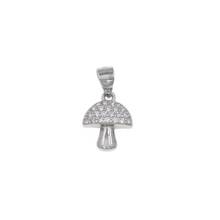 Children's Pendant Mushroom Silver 925-Rhodium Plated With White Zircons 105102789