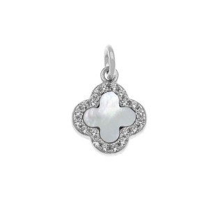 Women's Cross With White Zircons And White Mother-of-Pearl Silver 925-Rhodium Plating IP 105103167.707