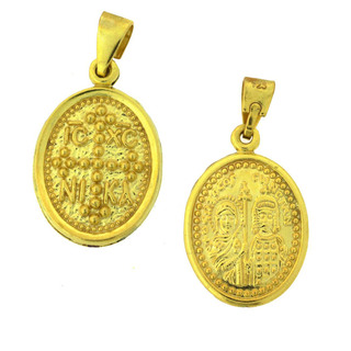 Μενταγιόν Κωνσταντινάτο Δύο Όψεων Οβάλ Ασήμι 925-Επιχρυσωμένο  105103318.100