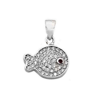 Children's Pendant Fish Silver 925 With White And Red Zircons 105103433