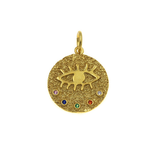 Women's Eye Pendant Silver 925 Gold Plated Multicolored Stones 105103479.100